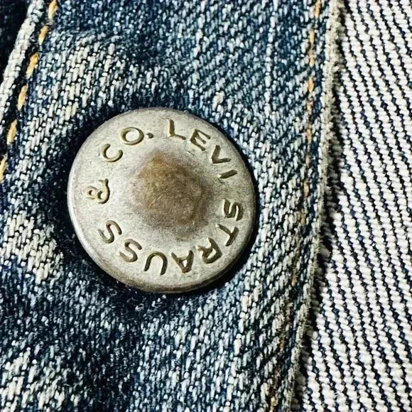 Vintage Women's Levi’s Collarless Jean Jacket - Snap Buttons - Denim Large L - Picture 4 of 13